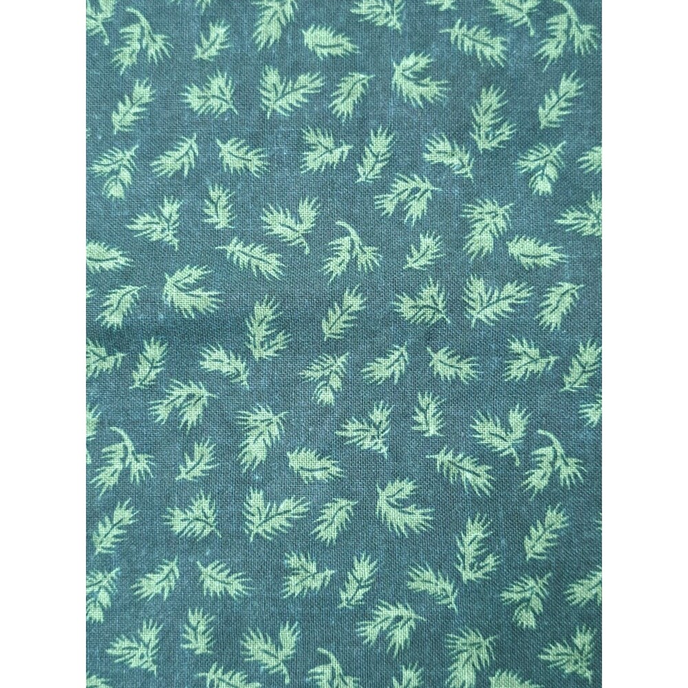 Vintage Quilt Cotton Fabric Pine Needles on Green Background Christmas 84" x 44"